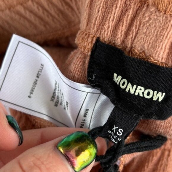 Monrow Velour High Waist Vintage Sweatpants Size XS Dry Rose Natural MSRP $158 - Picture 8 of 14
